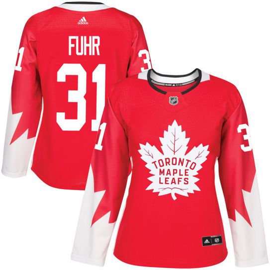 2017 NHL Toronto Maple Leafs women #31 Grant Fuhr red jersey->women nhl jersey->Women Jersey